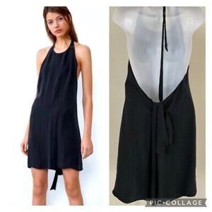 NWT Zara Flowing Halter Neck Black Mini Dress